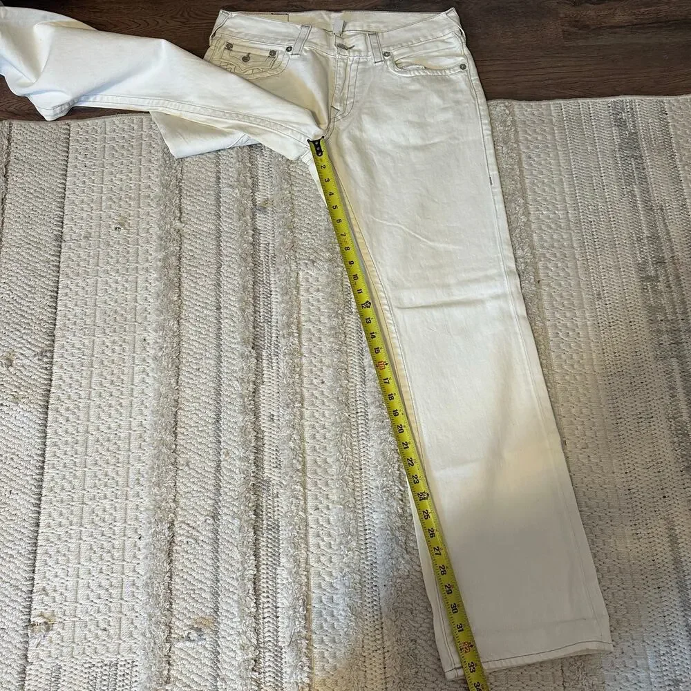 TRUE RELIGION Men's Ricky Straight Jean Size 34 In White